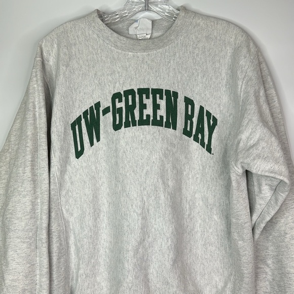 Champion Rever Weave UW Green Bay Crewneck Gray Sweatshirt Small - Picture 2 of 10